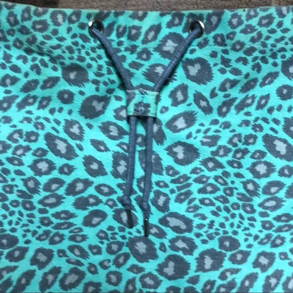 VERY RARE Victoria's Secret PINK Seafoam Dorm Green Leopard Print Laundry Bag